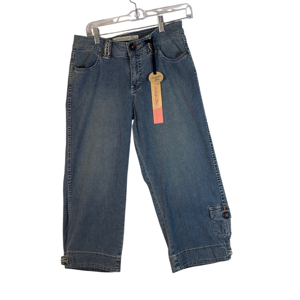 Christopher Blue Womens Size 10 Stretch Denim Cropped Jeans Capri M Wash NEW